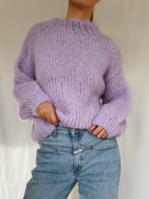 Alpaka Grobstrick Pullover - lavendel