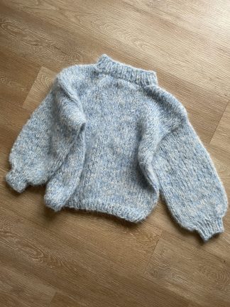 Alpaka Grobstrick Pullover - hellblau/weiß mouliné